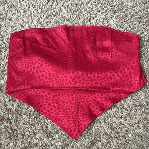SHEIN Tie Back Red Satin Leopard Print Scarf Top Sz M